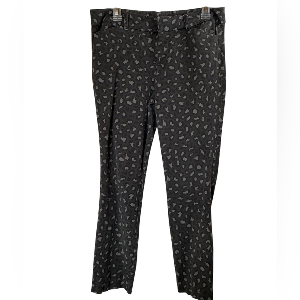 Old Navy Charcoal and Light Gray Animal Print Pixie Ankle Pants